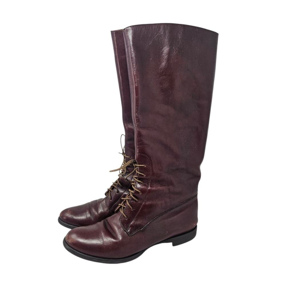 Vintage Madewell 10 Lace Up Tall Brown Leather Boot Boho Equestrian Classic